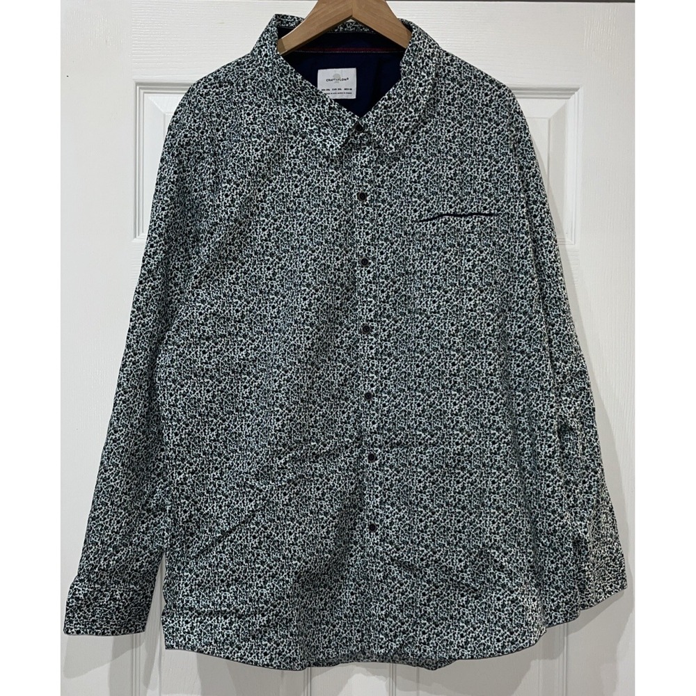 Craft + Flow‎ Blue Plaid Button Up Long Sleeve Shirt Size 2XL
